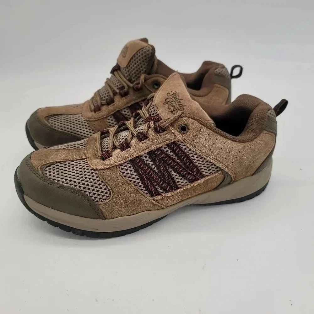 Faded Glory Mens 11 Sneakers Brown Leather Hiking Style Comfort Memory Foam 44.5